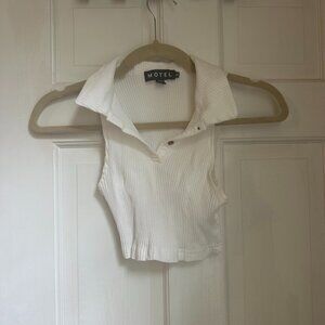 motel rocks white cropped collar tank top